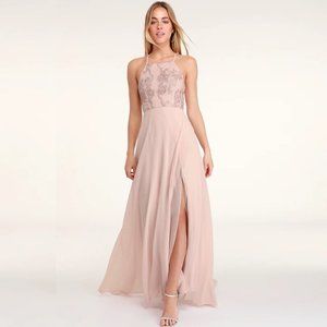 Lulu's Love Always Remains Blush Lace Maxi Dress